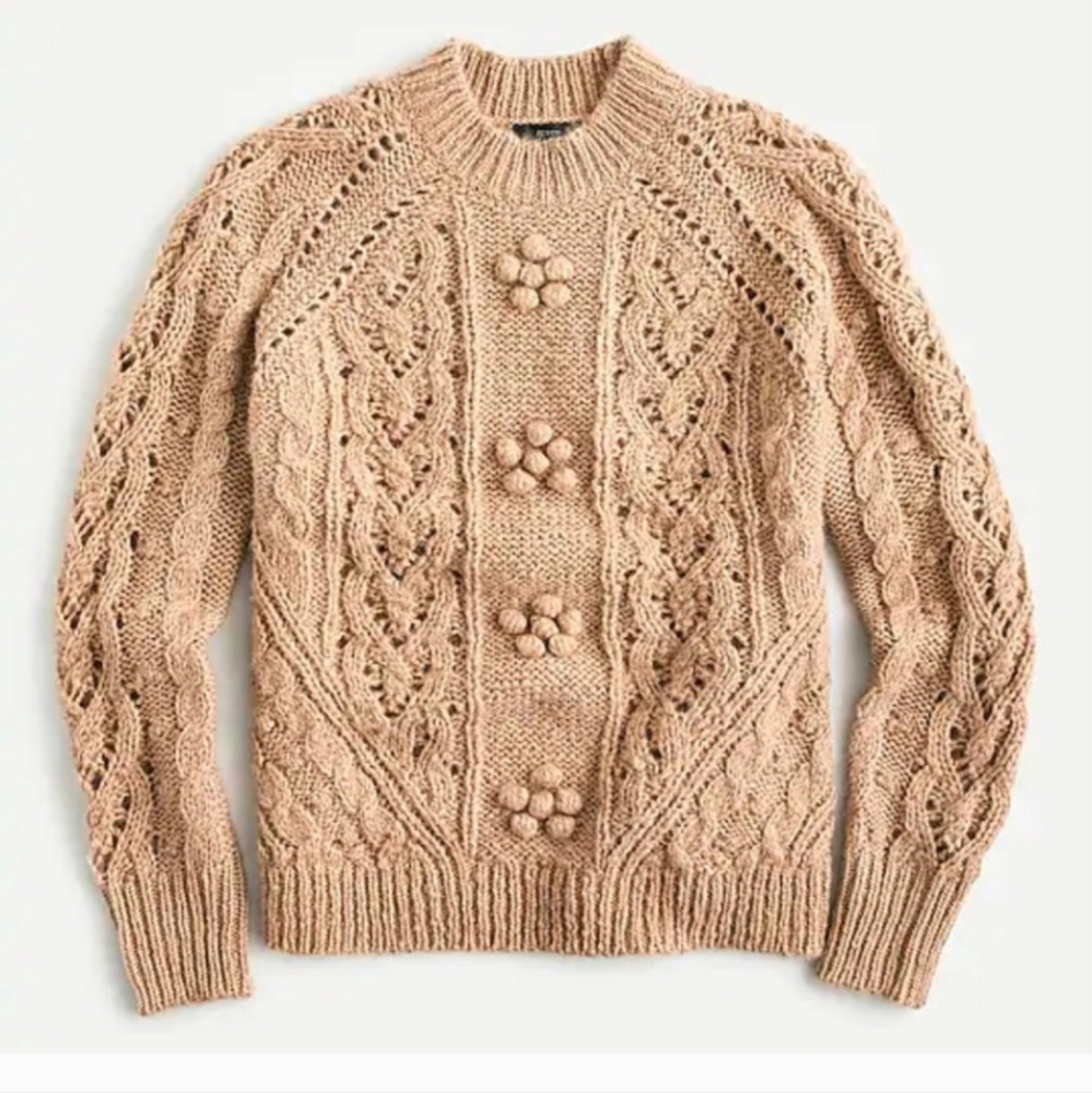 J. Crew Cable knit pointelle sweater